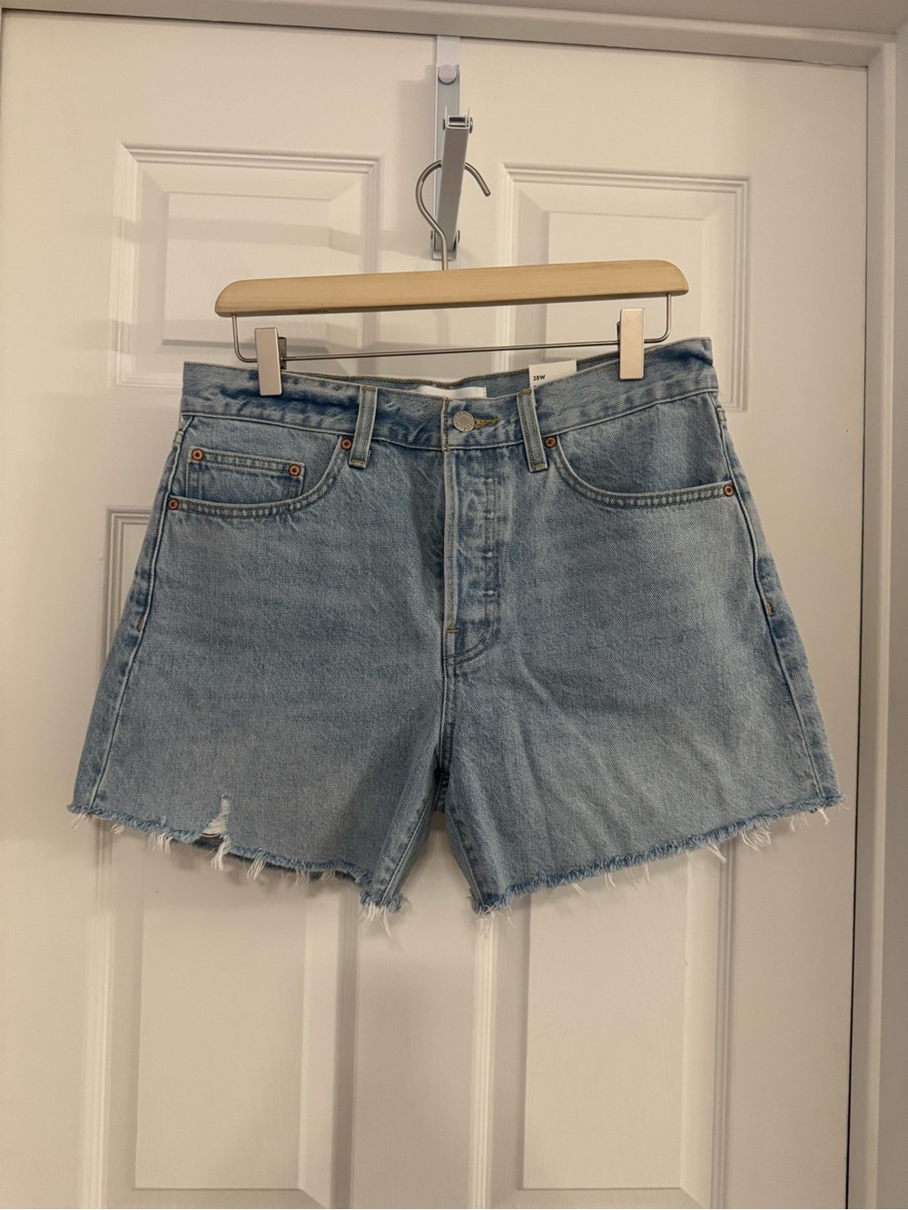 Aritzia - Denim Forum The Ex Boyfriend Hi Rise Straight Mid Thigh Denim Short
